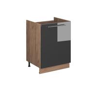 Vicco Meuble Bas sous-évier Fame-Line Anthracite Brillant/Chêne doré 60cm