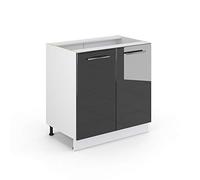 Vicco Meuble Bas sous-évier Fame-Line, Anthracite Haute Brillance, 80cm