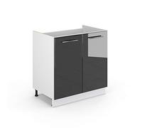 Vicco Meuble Bas sous-évier Fame-Line, Anthracite Haute Brillance, 80cm