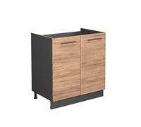 Vicco Meuble Bas sous-évier Fame-Line, Chêne de Force doré, 80cm sans PT, à Combiner avec d'autres modules de la série Fame-Line