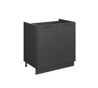 Vicco Meuble Bas sous-évier Fame-Line, Gris foncé, 80cm | Façade en MDF · Plan de travail incl. · Pieds réglables en hauteur · Poignées en métal · Fermeture douce