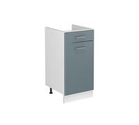 Vicco Meuble bas sous-évier "R-Line", Bleu-gris/Blanc 40 cm | 1 Tiroir · Sans plan de travail · Pieds réglables en hauteur · Poignées en métal · Librement combinable