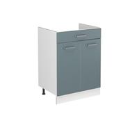 Vicco Meuble bas sous-évier "R-Line", Bleu-gris/Blanc 60 cm | 1 Tiroir · Sans plan de travail · Pieds réglables en hauteur · Poignées en métal · ✓ Accès facile