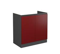 Meuble bas sous-évier R-Line, 80cm J-Shape, sans PT, Rouge/Anthracite, Vicco 39721