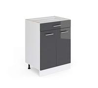 Meuble bas universel Vicco R-Line Anthracite Haute brillance 60cm avec tiroirs, sans PT, Model 41908