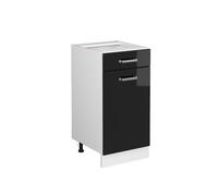 Vicco Meuble Bas Universel R-Line, Noir Haute Brillance, 40cm avec tiroir, sans PT, adapté au Rangement Peu encombrant dans Les Cuisines équipées