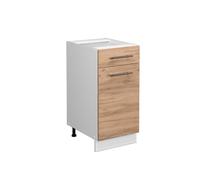 Vicco Meuble Cuisine Fame-Line, Chêne doré, 40cm | Coulisses métalliques à extension totale · Sans plan de travail · Pieds réglables en hauteur · Poignées en métal