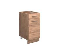 Vicco Meuble Cuisine Fame-Line, Chêne doré, 40cm | Coulisses métalliques à extension totale · Sans plan de travail · Pieds réglables en hauteur · Poignées en métal