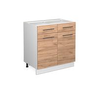 Meuble cuisine Fame-Line, 80cm sans PT, Chêne de force doré/Blanc, Vicco 38432