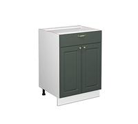 Vicco Meuble Cuisine Fame-Line, Vert Or Campagne, 60cm | Façade en MDF · Sans plan de travail · Pieds réglables en hauteur · Poignées en métal · Fermeture douce
