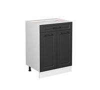 Vicco Meuble cuisine "R-Line", Anthracite campagne/Blanc 60 cm | Façade en MDF · Sans plan de travail · Pieds réglables en hauteur · 2 Portes · ✓ Accès facile