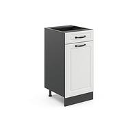 Vicco Meuble cuisine "R-Line", Blanc campagne/Anthracite 40 cm | Façade en MDF · Sans plan de travail · Pieds réglables en hauteur · ✓ Accès facile · Librement combinable