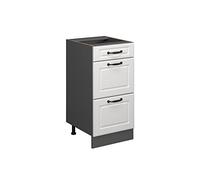 Vicco Meuble cuisine "R-Line", Blanc campagne/Anthracite 40 cm | Façade en MDF · Sans plan de travail · Pieds réglables en hauteur · ✓ Accès facile · Librement combinable