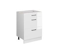 Vicco Meuble Cuisine R-Line, Blanc Haute Brillance, 60cm avec tiroirs, sans PT, pour Une Combinaison Libre au Sein de systèmes de Cuisine modulaires