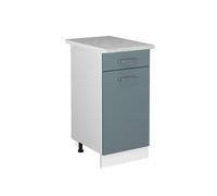 Vicco Meuble Cuisine R-Line, Bleu-Gris, 40cm | 1 Tiroir · Plan de travail incl. · Pieds réglables en hauteur · ✓ Accès facile · Librement combinable