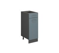 Vicco Meuble cuisine "R-Line", Bleu-gris/Anthracite 30 cm | 1 Tiroir · Sans plan de travail · Pieds réglables en hauteur · 1 Porte · Librement combinable