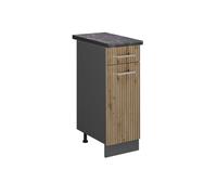Vicco Meuble Cuisine R-Line, Chêne Artisan, 30cm | 1 Tiroir · Plan de travail incl. · Pieds réglables en hauteur · 1 Porte · Librement combinable