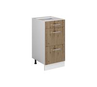 Vicco Meuble Cuisine R-Line, Chêne Artisan, 40cm | 3 Tiroirs · Sans plan de travail · Pieds réglables en hauteur · ✓ Accès facile · Librement combinable