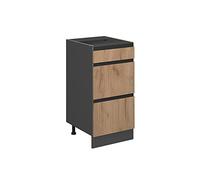 Vicco Meuble Cuisine R-Line, Chêne de Force doré, 40cm J-Shape, avec tiroirs, sans PT, pour Une Combinaison Libre au Sein de systèmes de Cuisine modulaires