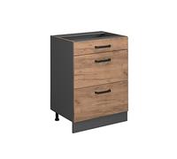 Vicco Meuble Cuisine R-Line, Chêne de Force doré, 60cm avec tiroirs, sans PT, pour Une Combinaison Libre au Sein de systèmes de Cuisine modulaires