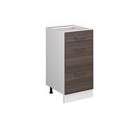 Vicco Meuble Cuisine R-Line, Gris Noble, 40cm | 3 Tiroirs · Sans plan de travail · Pieds réglables en hauteur · ✓ Accès facile · Librement combinable