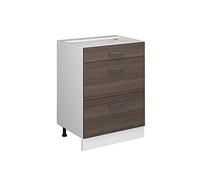 Vicco Meuble Cuisine R-Line, Gris Noble, 60cm | 3 Tiroirs · Sans plan de travail · Pieds réglables en hauteur · ✓ Accès facile · Librement combinable