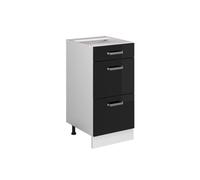 Vicco Meuble Cuisine R-Line, Noir Haute Brillance, 40cm avec tiroirs, sans PT, pour Une Combinaison Libre au Sein de systèmes de Cuisine modulaires