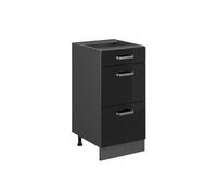 Vicco Meuble Cuisine R-Line, Noir Haute Brillance, 40cm avec tiroirs, sans PT, pour Une Combinaison Libre au Sein de systèmes de Cuisine modulaires