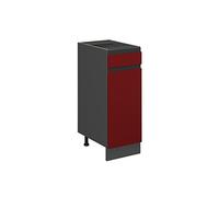Vicco Meuble Cuisine R-Line, Rouge, 30cm | 1 Tiroir · Sans plan de travail · Pieds réglables en hauteur · 1 Porte · Librement combinable