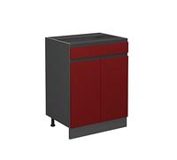 Vicco Meuble Cuisine R-Line, Rouge, 60cm | 1 Tiroir · Sans plan de travail · Pieds réglables en hauteur · 2 Portes · ✓ Accès facile