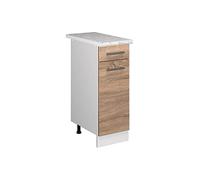 Vicco Meuble Cuisine R-Line, Sonoma, 30cm | 1 Tiroir · Plan de travail incl. · Pieds réglables en hauteur · 1 Porte · Librement combinable
