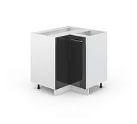 Vicco Meuble d'angle Fame-Line, Anthracite Haute Brillance, 80.5cm | Façade en MDF · Sans plan de travail · Pieds réglables en hauteur · Poignées en métal · Fermeture douce