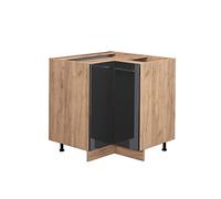 Vicco Meuble d'angle Fame-Line, Anthracite Haute Brillance, 80.5cm | Façade en MDF · Sans plan de travail · Pieds réglables en hauteur · Poignées en métal · Fermeture douce