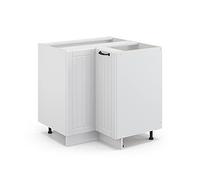 Vicco Meuble d'angle Fame-Line, Blanc Campagne, 80.5cm | Façade en MDF · Sans plan de travail · Pieds réglables en hauteur · Poignées en métal · Fermeture douce