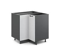 Vicco Meuble d'angle Fame-Line, Blanc Campagne, 80.5cm | Façade en MDF · Sans plan de travail · Pieds réglables en hauteur · Poignées en métal · Fermeture douce