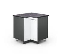 Vicco Meuble d'angle Fame-Line, Blanc Haute Brillance, 80.5cm | Façade en MDF · Plan de travail incl. · Pieds réglables en hauteur · Poignées en métal · Fermeture douce