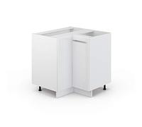Vicco Meuble d'angle Fame-Line, Blanc Haute Brillance, 80.5cm | Façade en MDF · Sans plan de travail · Pieds réglables en hauteur · Poignées en métal · Fermeture douce