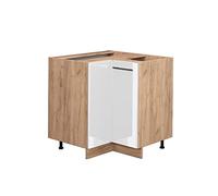 Vicco Meuble d'angle Fame-Line, Blanc Haute Brillance, 80.5cm | Façade en MDF · Sans plan de travail · Pieds réglables en hauteur · Poignées en métal · Fermeture douce