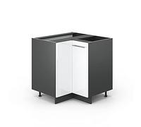 Meuble d'angle Fame-Line, 80.5cm sans PT, Blanc Haute brillance/Anthracite, Vicco 35538