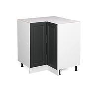 Vicco Meuble d'angle "R-Line", Anthracite campagne/Blanc 75.6 cm | Façade en MDF · Sans plan de travail · Pieds réglables en hauteur · 1 Tablette · 1 Porte