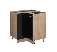 Meuble d'angle R-Line, 75.6cm sans PT, Noir Haute brillance/Chêne de force doré, Vicco 41102
