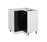 Meuble d'angle R-Line, 75.6cm sans PT, Noir Haute brillance/Blanc, Vicco 41211