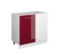 Meuble d'angle R-Line, 86cm sans PT, Rouge brillant/Blanc, Vicco 37749