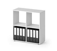 Vicco Meuble de Rangement Cube Tetra, Blanc, 72.6x72cm | avec 2 boxes pliants, pour le rangement de livres et de boîtes de rangement 30x30 cm
