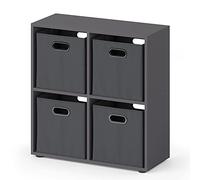 Vicco Meuble de Rangement Cube Tetra, Gris, 72.6x72cm | pour le rangement de livres et de boîtes de rangement 30x30 cm