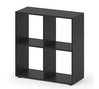 Vicco Meuble de Rangement Cube Tetra, Noir, 72.6x72cm | pour le rangement et la présentation de livres ou de boîtes décoratives