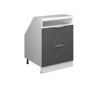 Vicco Meuble de Rangement sous Pente Rion, Anthracite-Or/Blanc | Façade robuste · Profondeur 60 cm · Pieds réglables en hauteur · 2 Tiroirs · ✓ Pour différentes inclinaisons de toit
