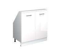 Vicco Meuble de Rangement sous Pente Rion, Blanc Haute Brillance/Blanc | Façade robuste · Profondeur 46 cm · Pieds réglables en hauteur · 2 Portes · ✓ Pour différentes inclinaisons de toit