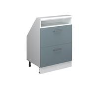 Vicco Meuble de Rangement sous Pente Rion, Bleu-Gris/Blanc | Façade robuste · Profondeur 46 cm · Pieds réglables en hauteur · Poignées en métal