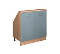 Vicco Meuble de Rangement sous Pente Rion, Bleu-Gris/Chêne doré | Façade robuste · Profondeur 46 cm · Pieds réglables en hauteur · Poignées en métal